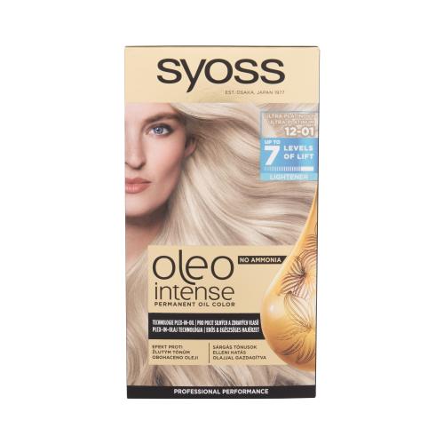 Syoss Oleo Intense Permanent Oil Color 50 ml permanentní olejová barva na vlasy bez amoniaku pro ženy 12-01 Ultra Platinum