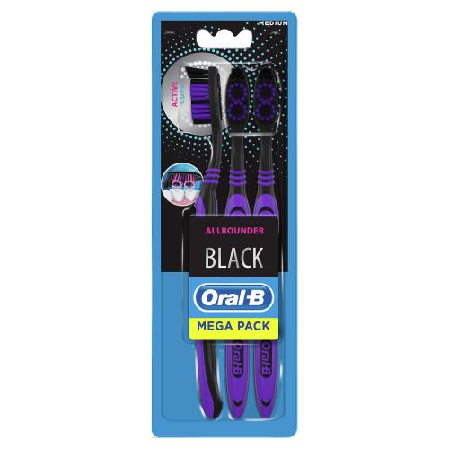 Oral-B Allrounder Black Medium klasický zubní kartáček unisex zubní kartáček 3 ks