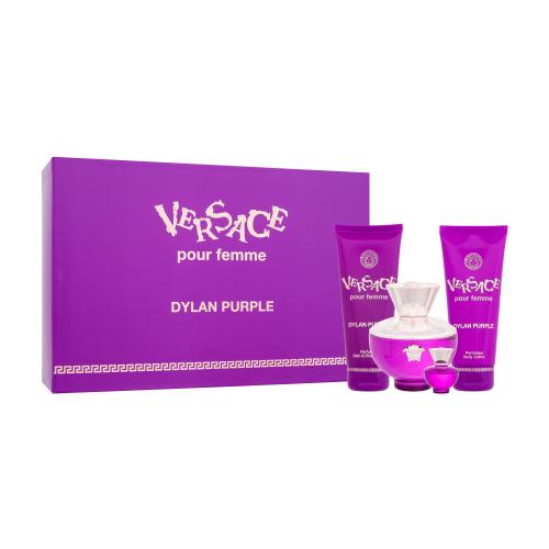 Versace Pour Femme Dylan Purple dárková kazeta pro ženy parfémovaná voda 100 ml + parfémovaná voda 5 ml + sprchový gel 100 ml + tělové mléko 100 ml
