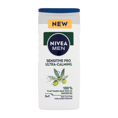 Nivea Men Sensitive Pro Ultra-Calming Shower Gel 250 ml sprchový gel na tělo, tvář a vlasy pro muže
