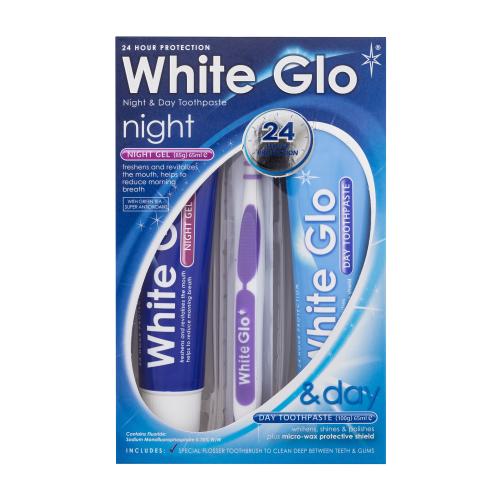 White Glo Night & Day Toothpaste zubní pasta unisex zubní pasta Day Toothpaste 100 g + noční gel Night Gel 85 g + zubní kartáček 1 ks