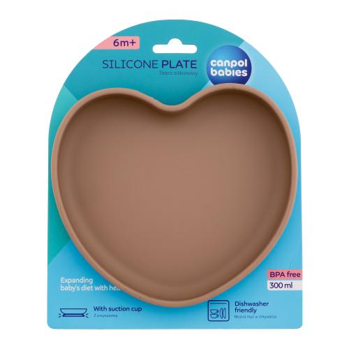 Canpol babies Silicone Suction Plate Heart Beige 300 ml silikonový talíř s přísavkou pro děti