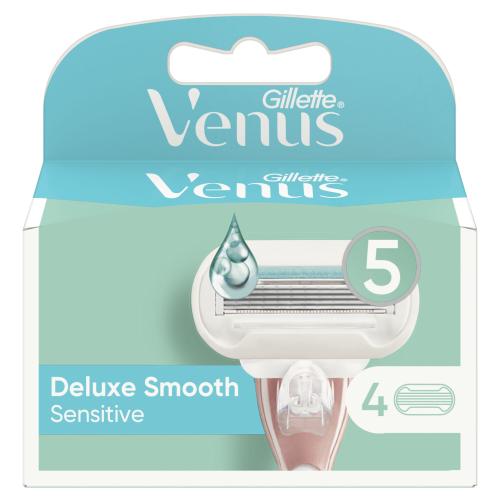Gillette Venus Deluxe Smooth Sensitive holicí hlavice pro citlivou pokožku pro ženy náhradní břit 4 ks