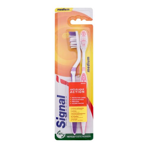 Signal Antiplaque Toothbrush Medium klasický zubní kartáček zubní kartáček 2 ks unisex