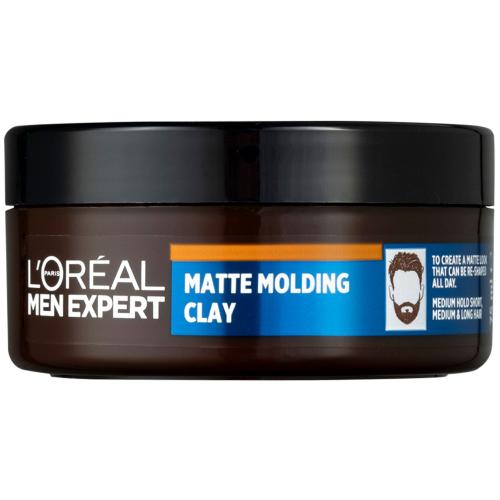 L'Oréal Paris Men Expert Barber Club Messy Hair Molding Clay 75 ml stylingový jíl na vlasy se střední fixací pro muže