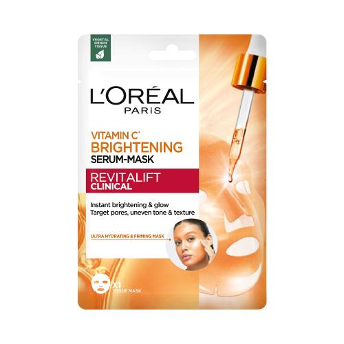 L'Oréal Paris Revitalift Clinical Vitamin C Brightening Serum-Mask 26 g rozjasňující textilní pleťová maska pro ženy