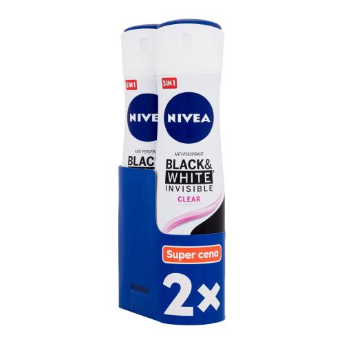 Nivea Black & White Invisible Clear 48h antiperspirant nezanechávající stopy na oblečení pro ženy anti-perspirant 2 x 150 ml