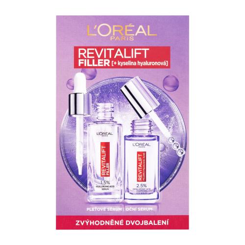 L'Oréal Paris Revitalift Filler HA dárková kazeta proti vráskám pro ženy pleťové sérum Revitalift Filler HA 1,5% 30 ml + oční sérum Revitalift Filler HA 2,5% 20 ml