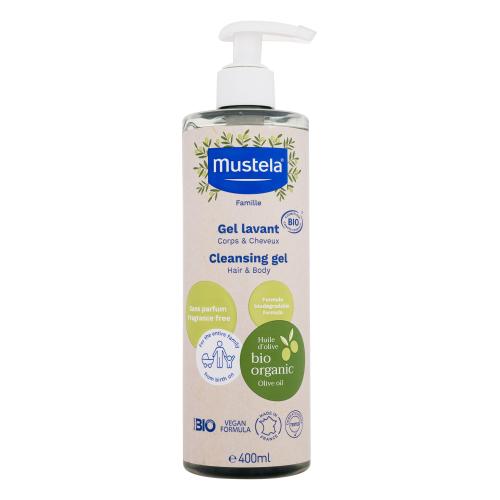 Mustela BIO mycí gel na tělo a vlasy pro děti od narození 400 ml