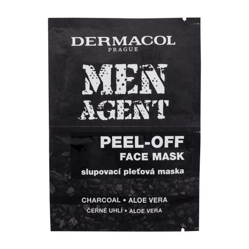 Dermacol Men Agent Peel-Off Face Mask slupovací pleťová maska s aktivním uhlím a aloe vera pro muže pleťová maska 2 x 7,5 ml