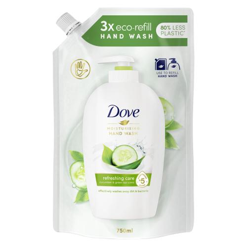 Dove Refreshing Cucumber & Green Tea 750 ml tekuté mýdlo s vůní okurky a zeleného čaje Náplň pro ženy