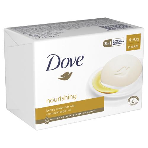 Dove Nourishing Beauty Cream Bar vyživující tuhé mýdlo pro ženy tuhé mýdlo Nourishing Beauty Cream Bar 4 x 90 g