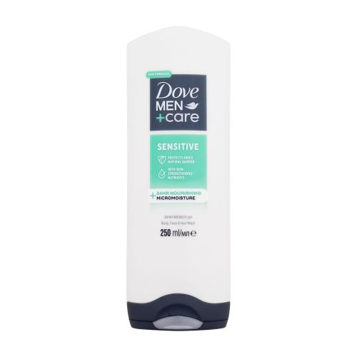 Dove Men+Care Sensitive sprchový gel na obličej, tělo a vlasy pro muže 250 ml