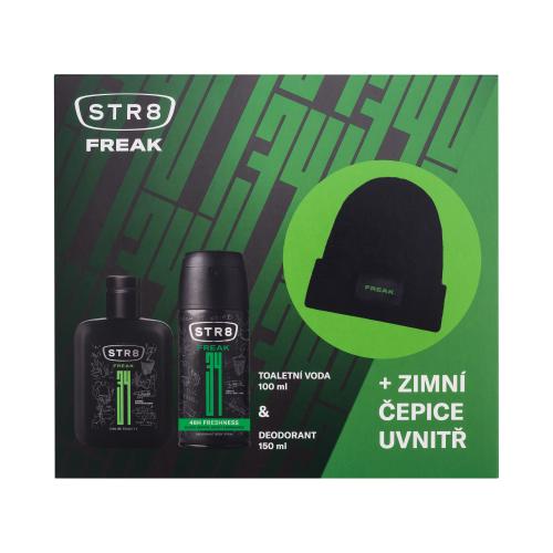 STR8 FREAK dárková kazeta pro muže toaletní voda 100 ml + deodorant 150 ml + zimní čepice