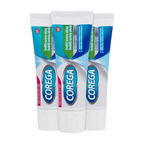 Corega Fresh Extra Strong Trio extra silný fixační krém pro zubní náhradu unisex fixační krém pro zubní náhradu 3 x 40 g