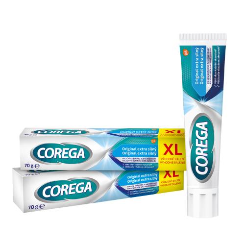 Corega Original Extra Strong Duo extra silný fixační krém pro zubní náhradu unisex Fixační krém pro zubní náhradu 2 x 70 g