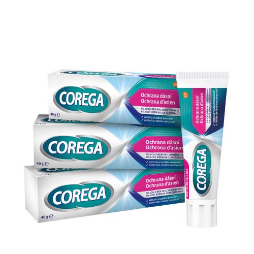 Corega Gum Protection Trio fixační krém bez příchuti s ochranou dásní unisex Fixační krém pro zubní náhradu 3 x 40 g