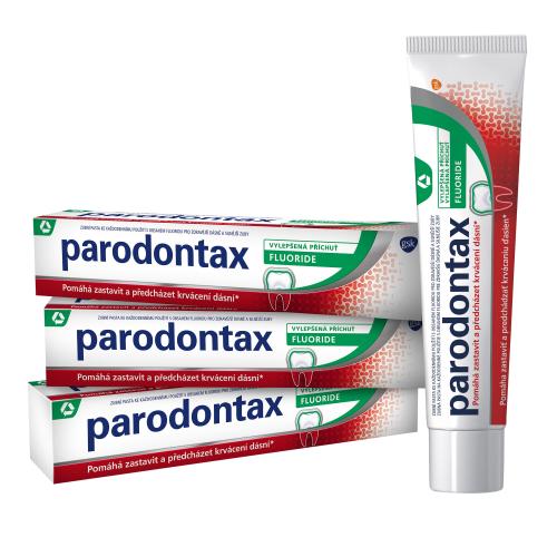 Parodontax Fluoride Trio zubní pasta proti krvácivosti, zánětu dásní a parodontitidě unisex zubní pasta 3 x 75 ml