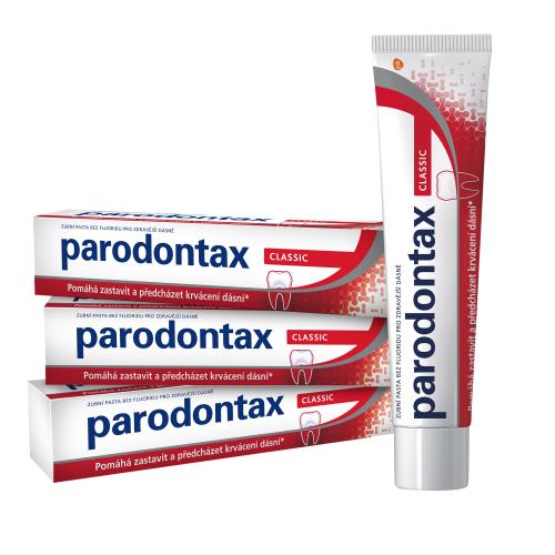 Parodontax Classic Trio zubní pasta bez fluoridu pro snížení krvácení dásní a zánětu unisex zubní pasta 3 x 75 ml