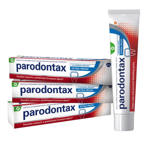 Parodontax Extra Fresh Trio osvěžující zubní pasta proti krvácení dásní unisex zubní pasta 3 x 75 ml