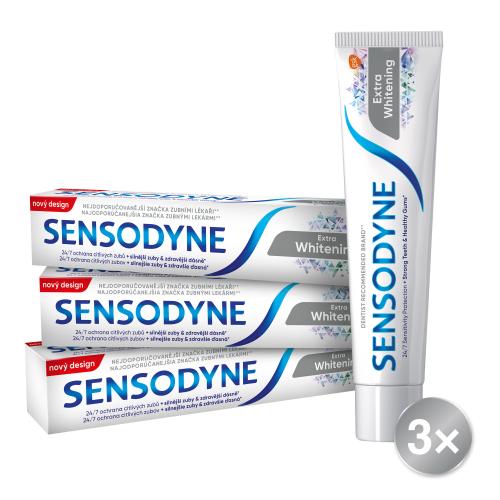 Sensodyne Extra Whitening Trio bělicí zubní pasta unisex zubní pasta 3 x 75 ml