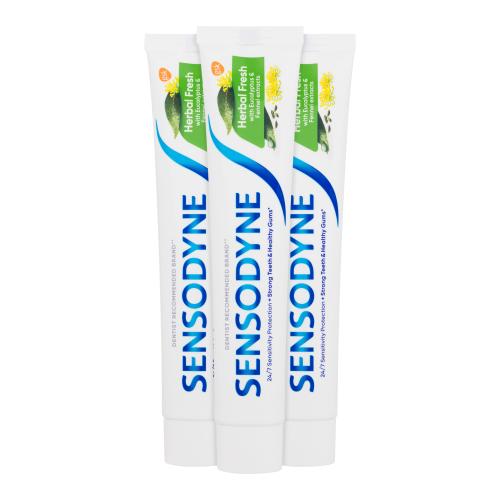 Sensodyne Herbal Fresh Trio osvěžující zubní pasta pro citlivé zuby unisex zubní pasta 3 x 75 ml