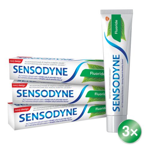 Sensodyne Fluoride Trio zubní pasta pro ochranu před zubním kazem unisex zubní pasta 3 x 75 ml