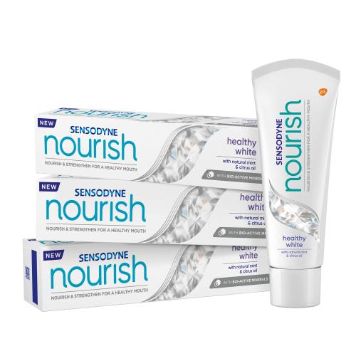 Sensodyne Nourish Healthy White Trio bělicí zubní pasta pro citlivé zuby unisex zubní pasta 3 x 75 ml
