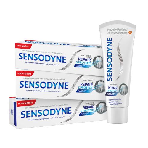 Sensodyne Repair & Protect Whitening Trio bělicí zubní pasta pro úlevu od bolesti citlivých zubů unisex zubní pasta 3 x 75 ml