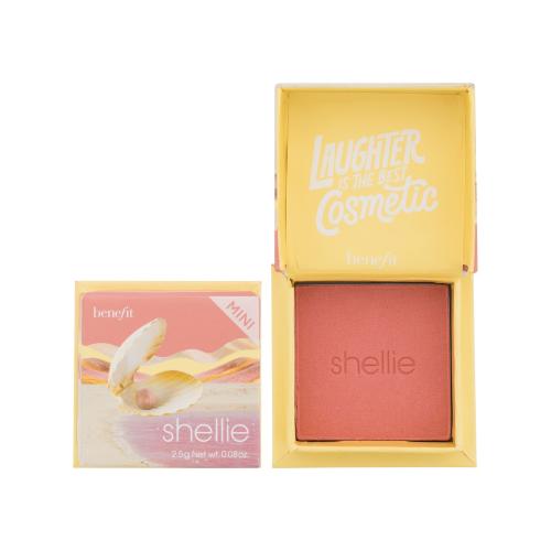 Benefit Shellie WANDERful World Mini pudrová tvářenka odstín Warm-seashell pink 2,5 g