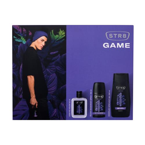 STR8 Game dárková kazeta pro muže voda po holení 50 ml + deodorant 150 ml + sprchový gel 250 ml
