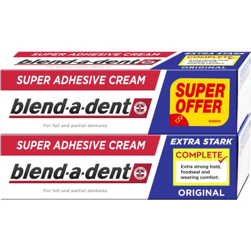 Blend-a-dent Extra Strong Original Super Adhesive Cream 2x47 g fixační krém na zubní náhradu unisex