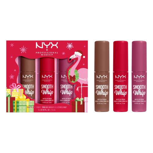 NYX Professional Makeup Fa La La L.A. Land Smooth Whip Matte Lip Cream Trio vánoční sada rtěnek pro ženy rtěnka Smooth Whip Matte Lip Cream 3 x 4 ml