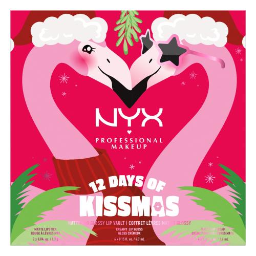 NYX Professional Makeup Fa La La L.A. Land 12 Days Of Kissmas adventní kalendář pro ženy lesk na rty 6 ks + rtěnka 6 ks