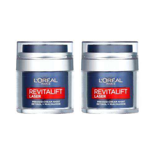 L'Oréal Paris Revitalift Laser Pressed-Cream Night set pro ženy 2x noční pleťový krém 50 ml