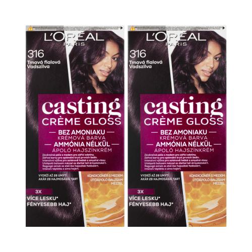 L'Oréal Paris Casting Creme Gloss set pro ženy 2x barva na vlasy 48 ml Odstín 316 Plum