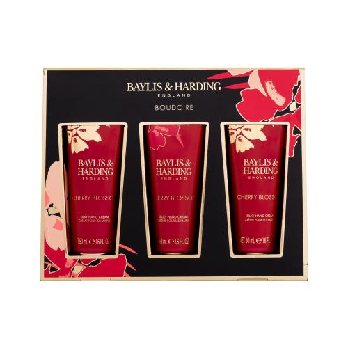 Baylis & Harding Boudoire Cherry Blossom dárková kazeta pro ženy krém na ruce Boudoire Cherry Blossom Silky Hand Cream 3 x 50 ml