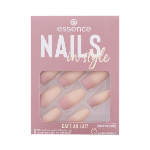Essence Nails In Style 12 ks umělé nehty se samolepícími polštářky pro ženy 16 Café Au Lait