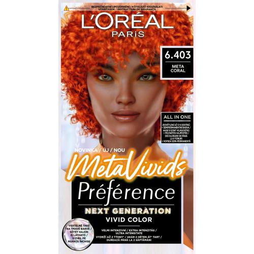L'Oréal Paris Préférence Meta Vivids 75 ml semipermanentní barva na vlasy pro ženy 6.403 Meta Coral