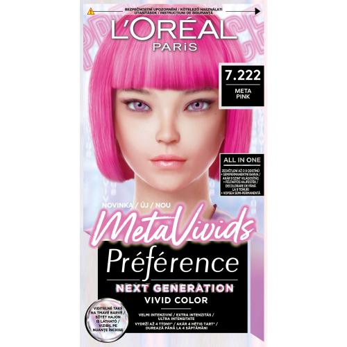 L'Oréal Paris Préférence Meta Vivids 75 ml semipermanentní barva na vlasy pro ženy 7.222 Meta Pink