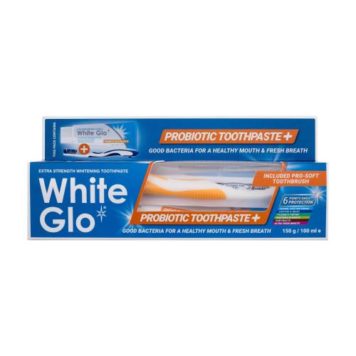 White Glo Probiotic zubní pasta unisex zubní pasta 150 g + kartáček na zuby 1 ks + mezizubní kartáček 8 ks
