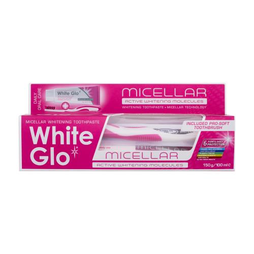 White Glo Micellar zubní pasta unisex zubní pasta 150 g + kartáček na zuby 1 ks + mezizubní kartáček 8 ks