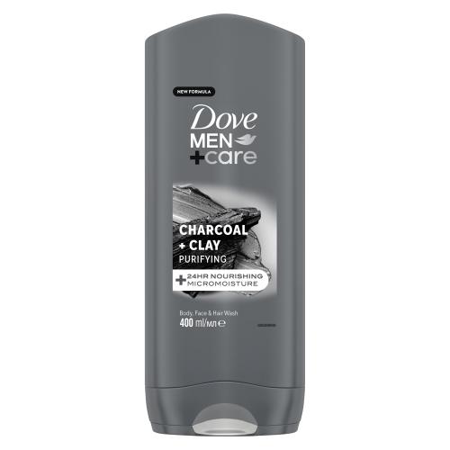 Dove Men + Care Charcoal + Clay 400 ml osvěžující sprchový gel s dřevěným uhlím a jílem pro muže