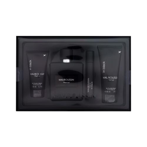 Mauboussin Pour Lui In Black dárková kazeta pro muže parfémovaná voda 100 ml + parfémovaná voda 20 ml + sprchový gel 90 ml + sprchový gel 50 ml
