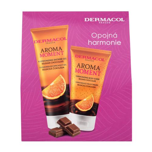 Dermacol Aroma Moment Belgian Chocolate dárková kazeta unisex sprchový gel Belgian Chocolate 250 ml + tělový peeling Belgian Chocolate 150 ml