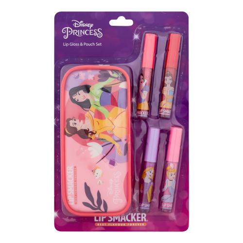 Lip Smacker Disney Princess Lip Gloss & Pouch Set dárková kazeta pro děti lesk na rty 4 x 6 ml + kosmetická taštička