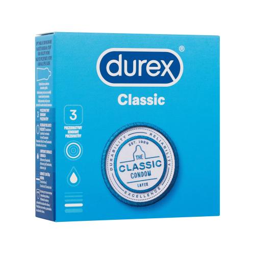 Durex Classic latexové kondomy se silikonovým lubrikačním gelem pro muže kondom 3 ks
