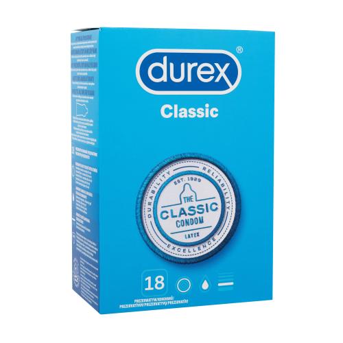 Durex Classic latexové kondomy se silikonovým lubrikačním gelem pro muže kondom 18 ks