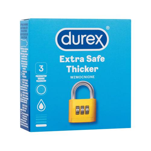 Durex Extra Safe Thicker silnější kondomy se silikonovým lubrikačním gelem pro muže kondom 3 ks