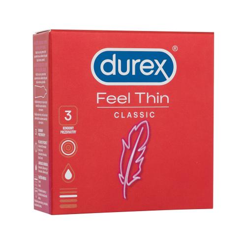 Durex Feel Thin Classic tenké kondomy se silikonovým lubrikačním gelem pro muže kondom 3 ks